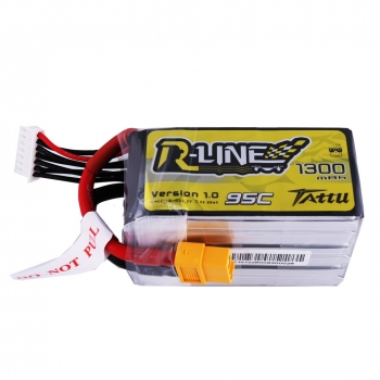 Tattu R-Line 1300mAh 95C 6S1P lipo battery pack with XT60 Plug