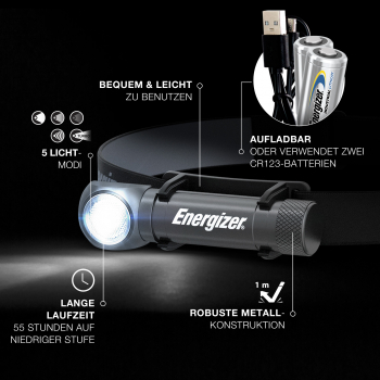 Energizer Kopfleuchte/Taschenlampe Hybrid Power Headlamp