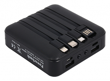 VTPro Powerbank Pocket4C 10000mAh mit 4 intergrierten Ladekabel USB Micro-USB USB-C Lightning