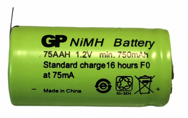 GP 1,2V rechargeable GP75AAH 750 mah with print flags 2/3AA