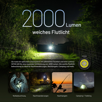Nitecore Taschenlampe MH15 - 2000 Lumen, Powerbank-Funktion