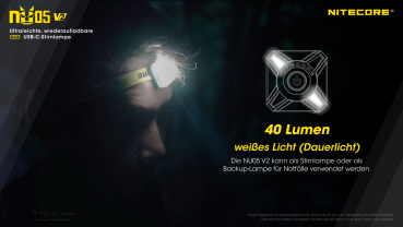 Nitecore Pro Warnlicht NU05 Kit inkl. Kopfband