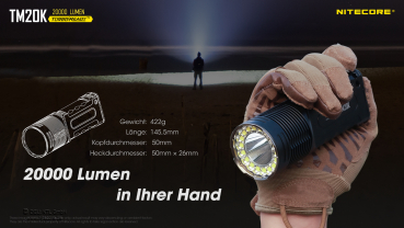 Nitecore Pro Taschenlampe TM20K - 20000 Lumen inkl. Akku