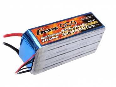 Grepow 5300mAh 22.2 V 30C 6S1P Lipo battery with EC5 connector