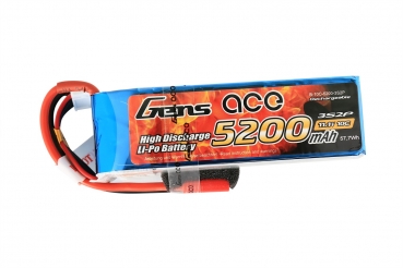 Grepow 5200mAh 11.1 V 10 / 20C 3S2P Lipo battery with 3.5 mm with banana connection