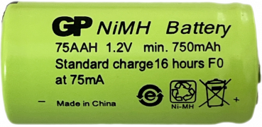 GP 2/3 AA Flattop industrial battery GP75AAH 1.2V - 750 mAh - NiMH