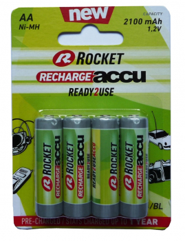 Rocket Recharge Accu AA Mignon 2100 mAh Blister 4 Ready 2 Use