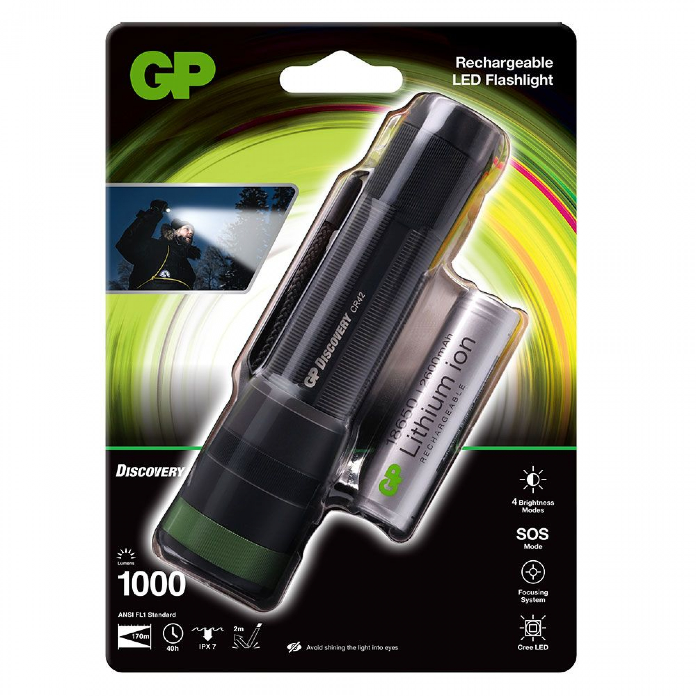 GP Taschenlampe Discovery CR42 - 1000 Lumen inkl. 18650 Akku