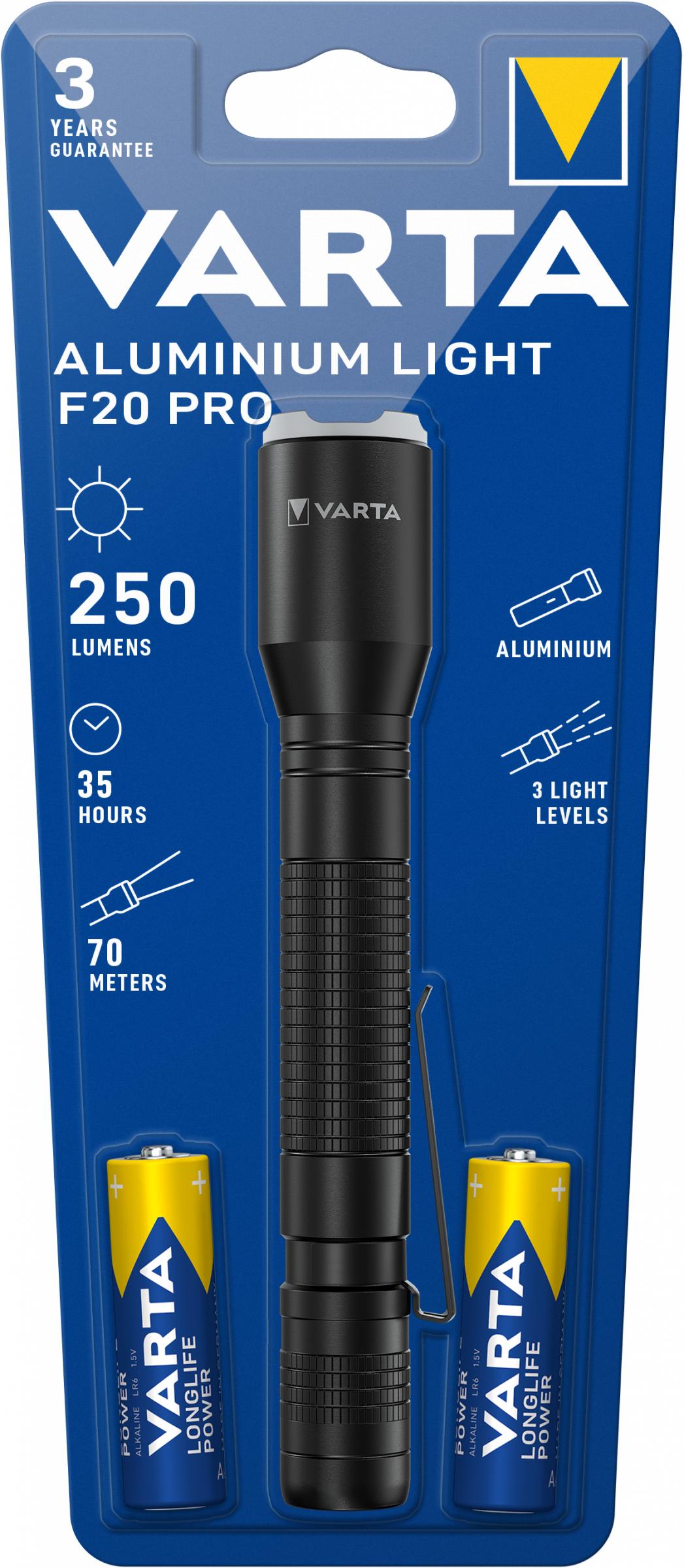 Varta Aluminum Light F20 Pro incl. 2xAA batteries