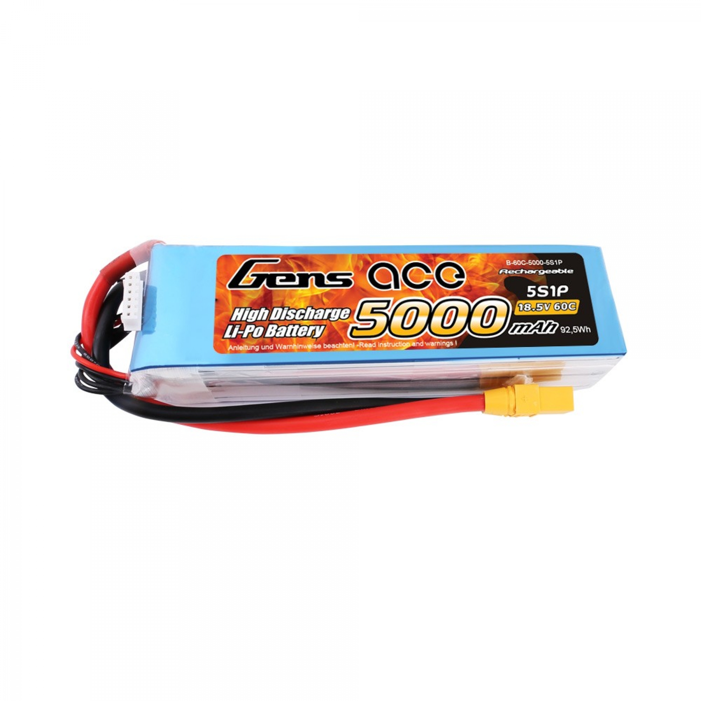 Grepow 5000mAh 18.5V 60C 5S1P Lipo battery with XT90 connector