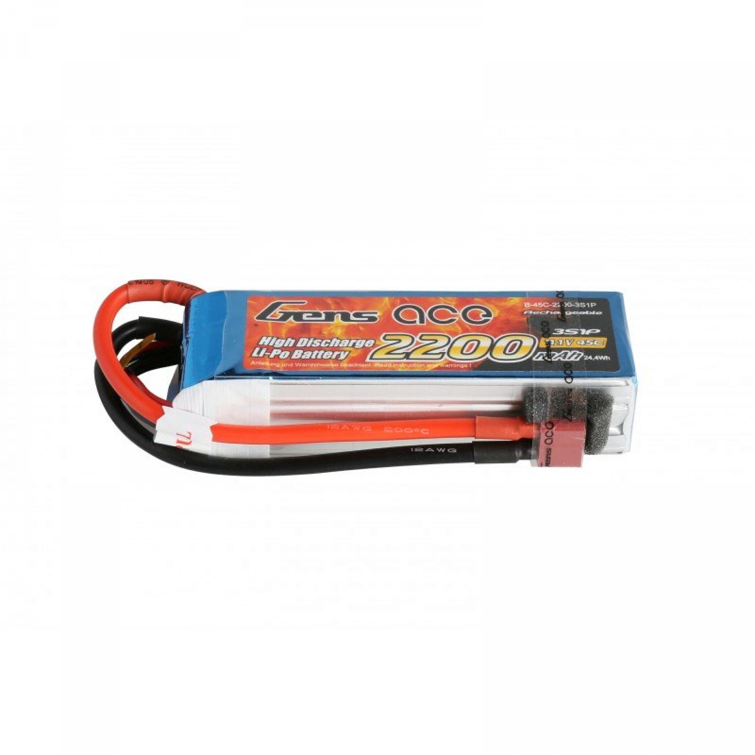Grepow 2200mAh 11.1V 45C 3S1P Lipo battery with XT60 connector