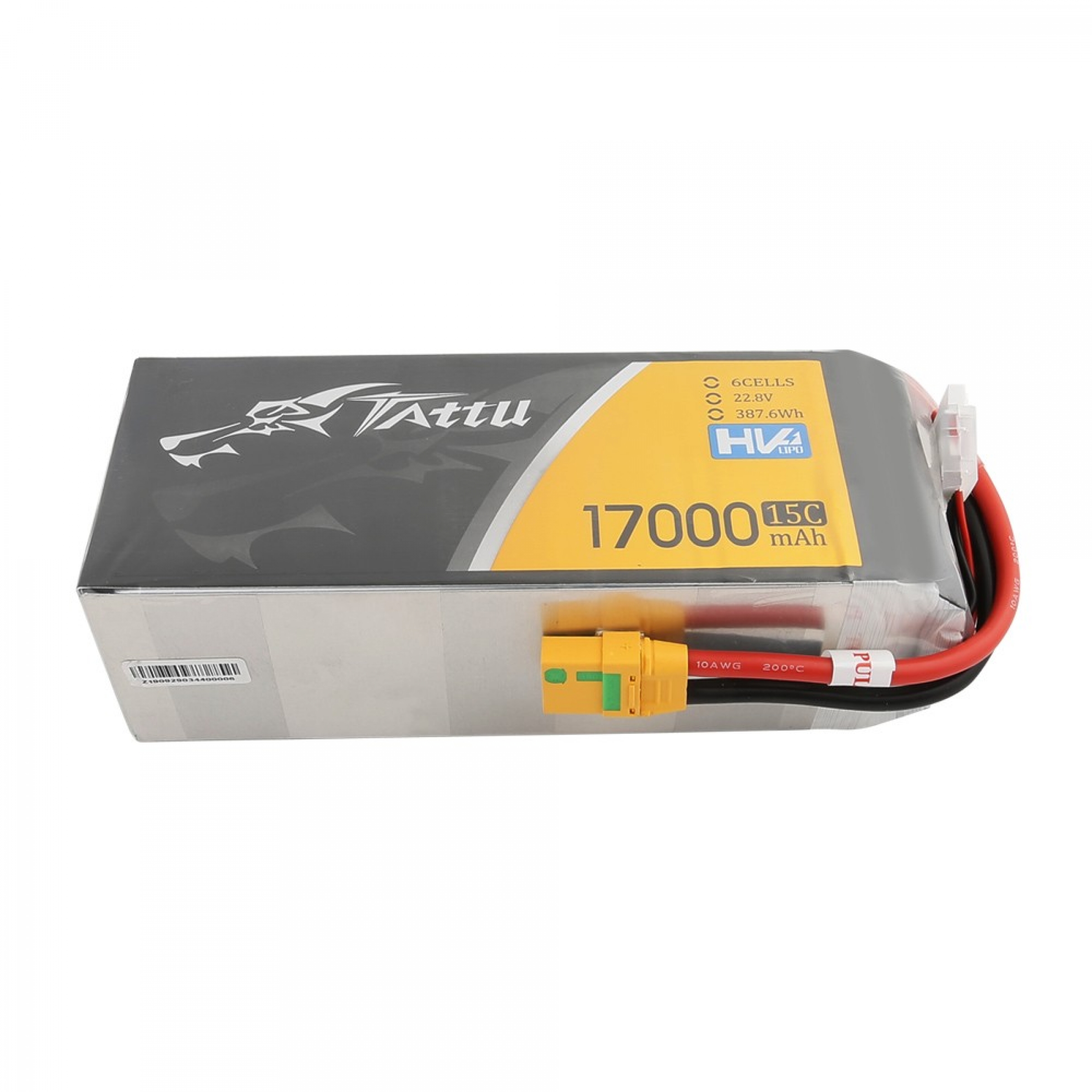 Tattu 17000mAh 22,8V 15C 6S1P Lipobatterie mit XT90-S (Funkenschutz) Stecker