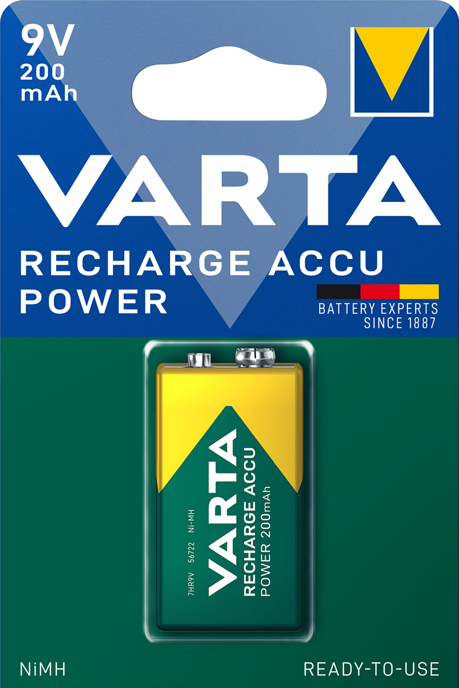 VARTA Power Akku 9V Block 200 mAh - 1er Blister