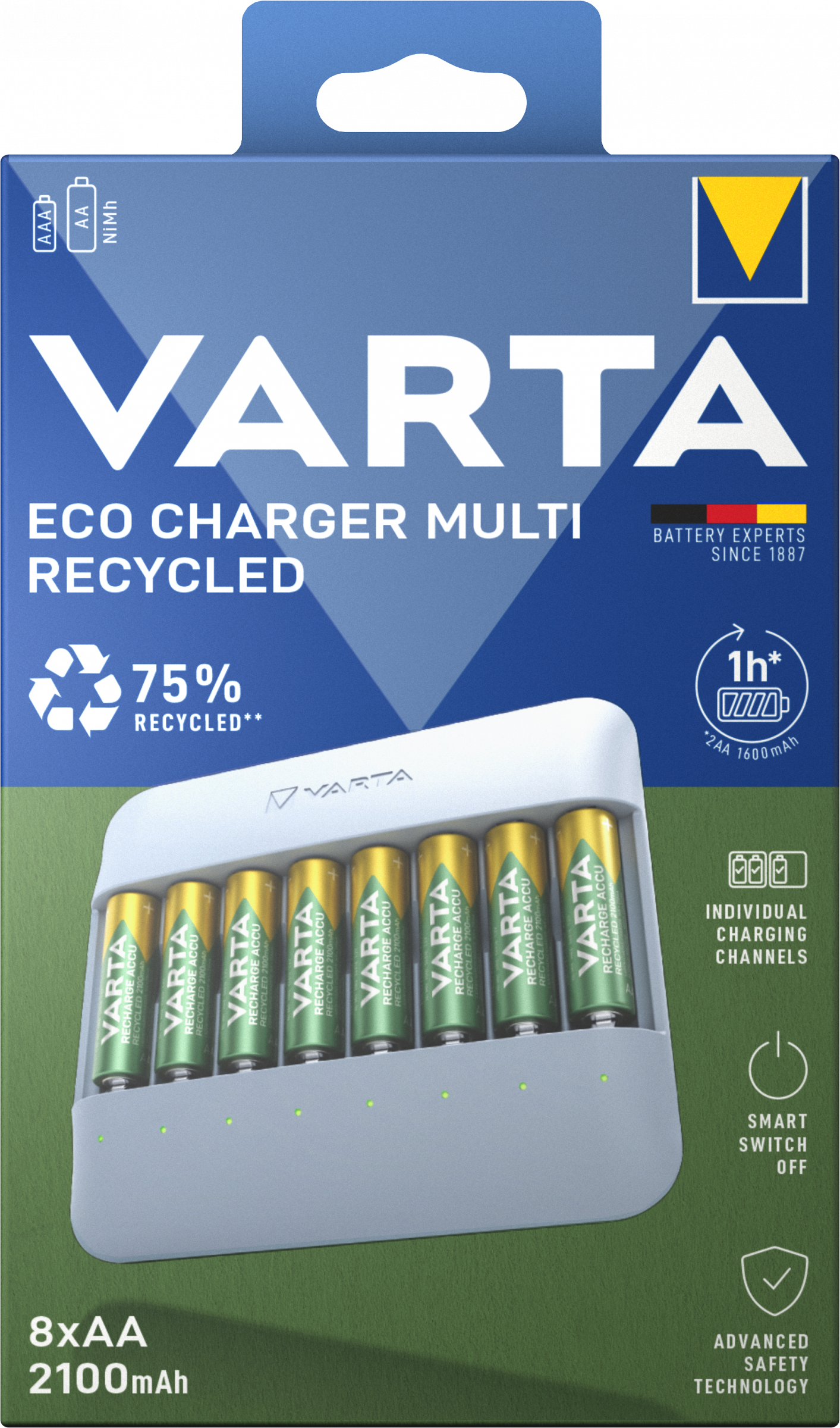 Varta Eco Charger Multi Recycled inkl. 8x AA  2100mAh
