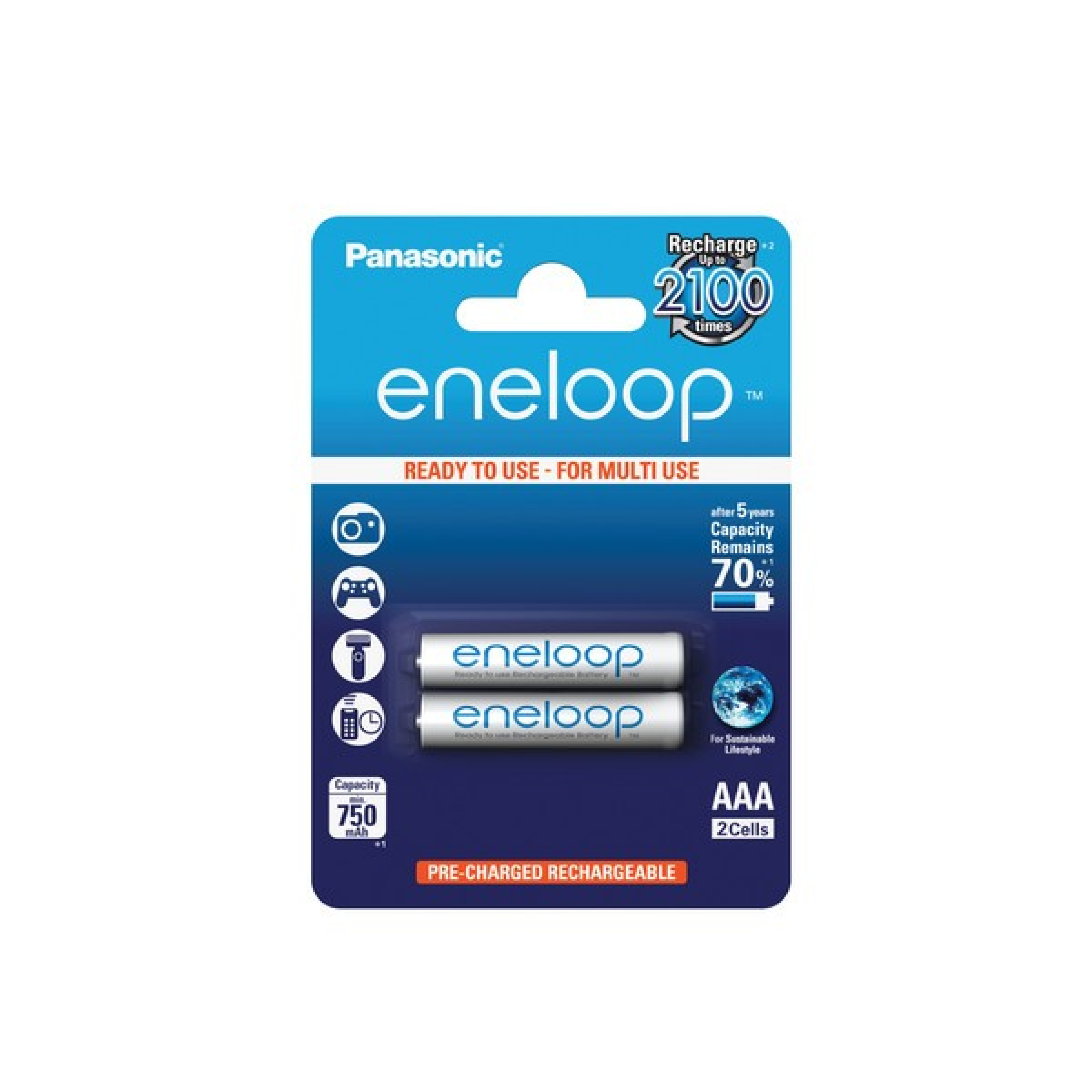 Panasonic Eneloop AAA Micro 750 maH Ready to Use 2er Blister