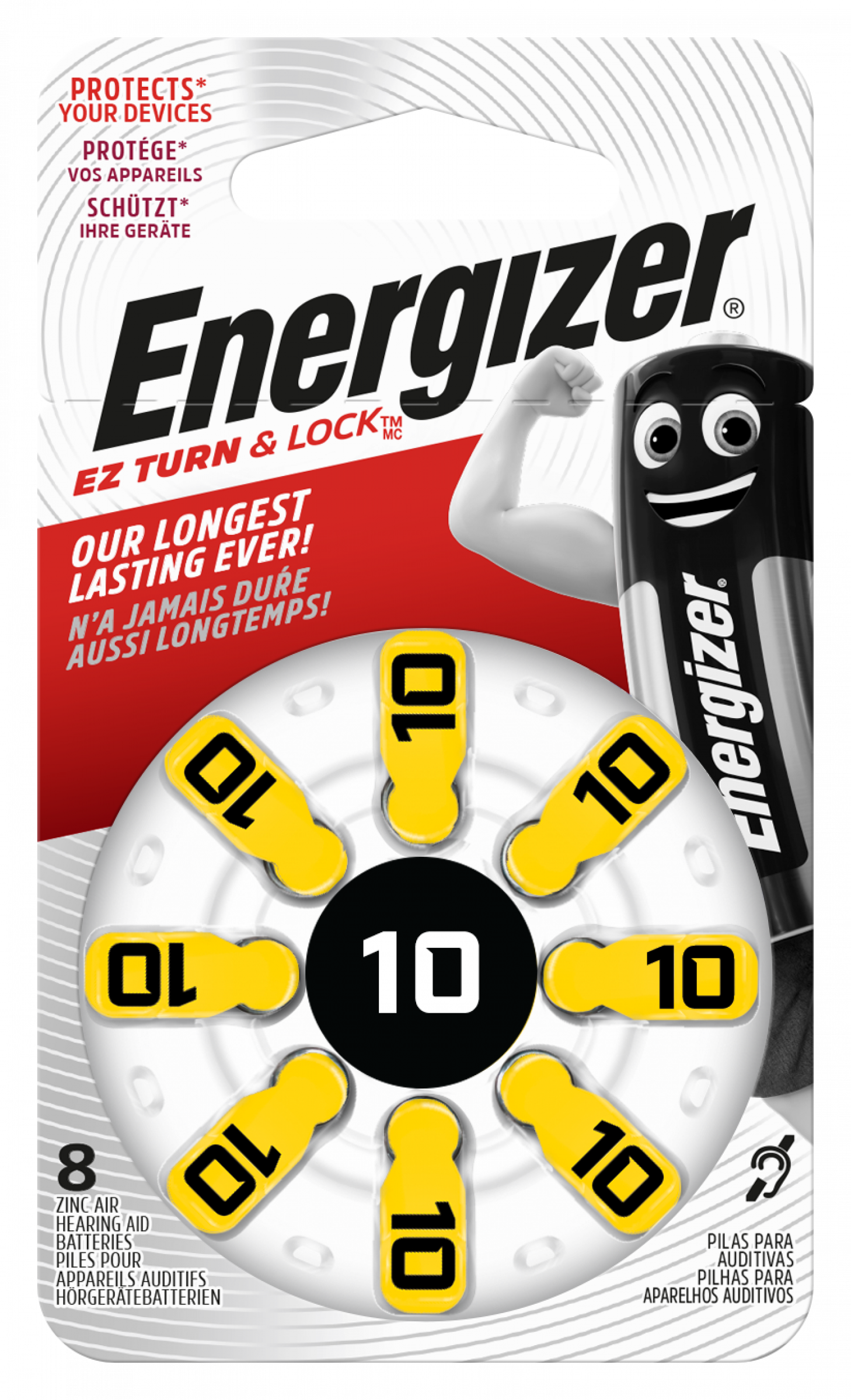 Energizer AC10 yellow Hearing-Aid Buttoncell Pack 8