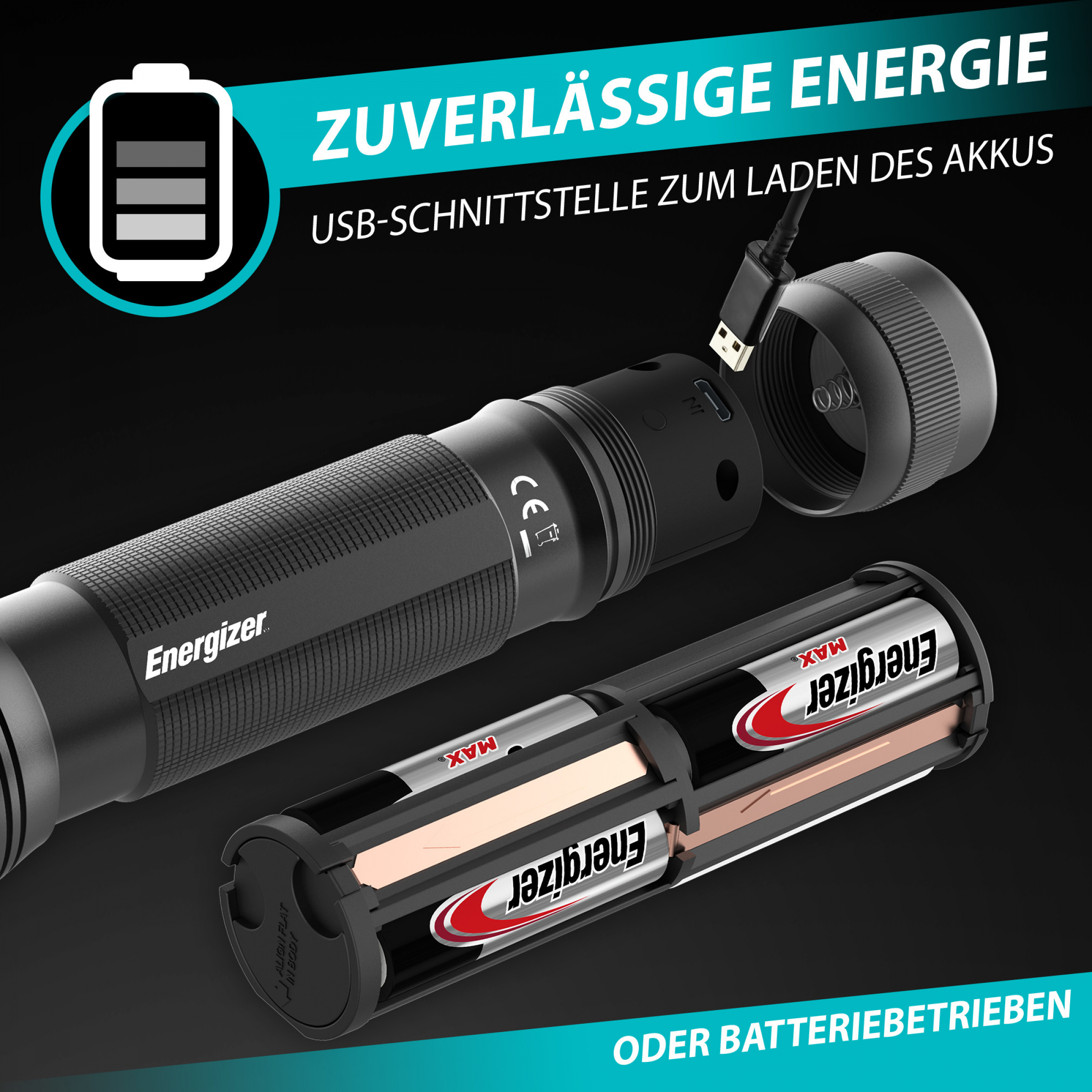 Energizer Hybrid Tactical Metal - 1200 Lumen inkl. rechargeable battery