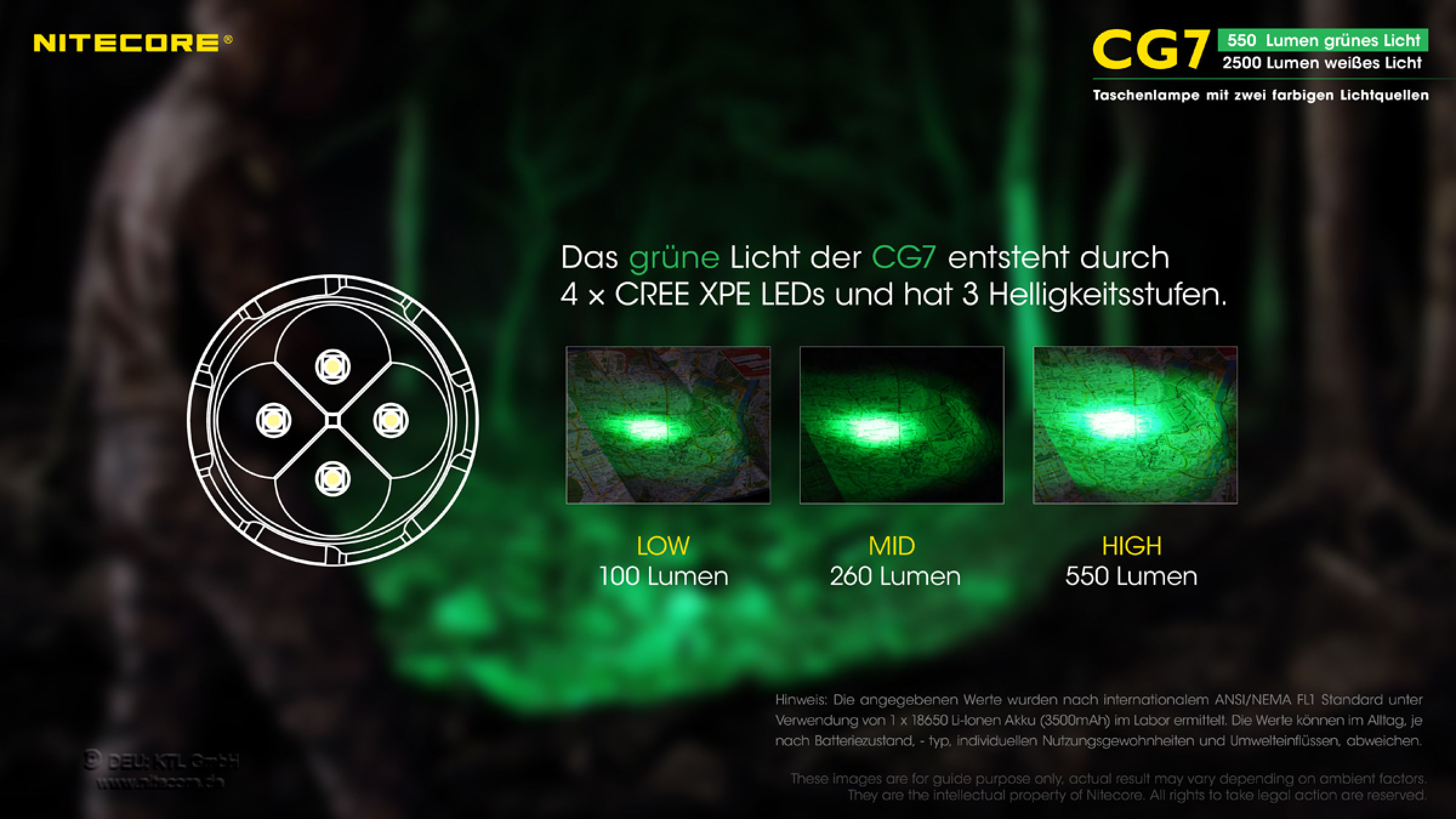 Nitecore Pro Taschenlampe Chameleon CG7 - Grünlicht