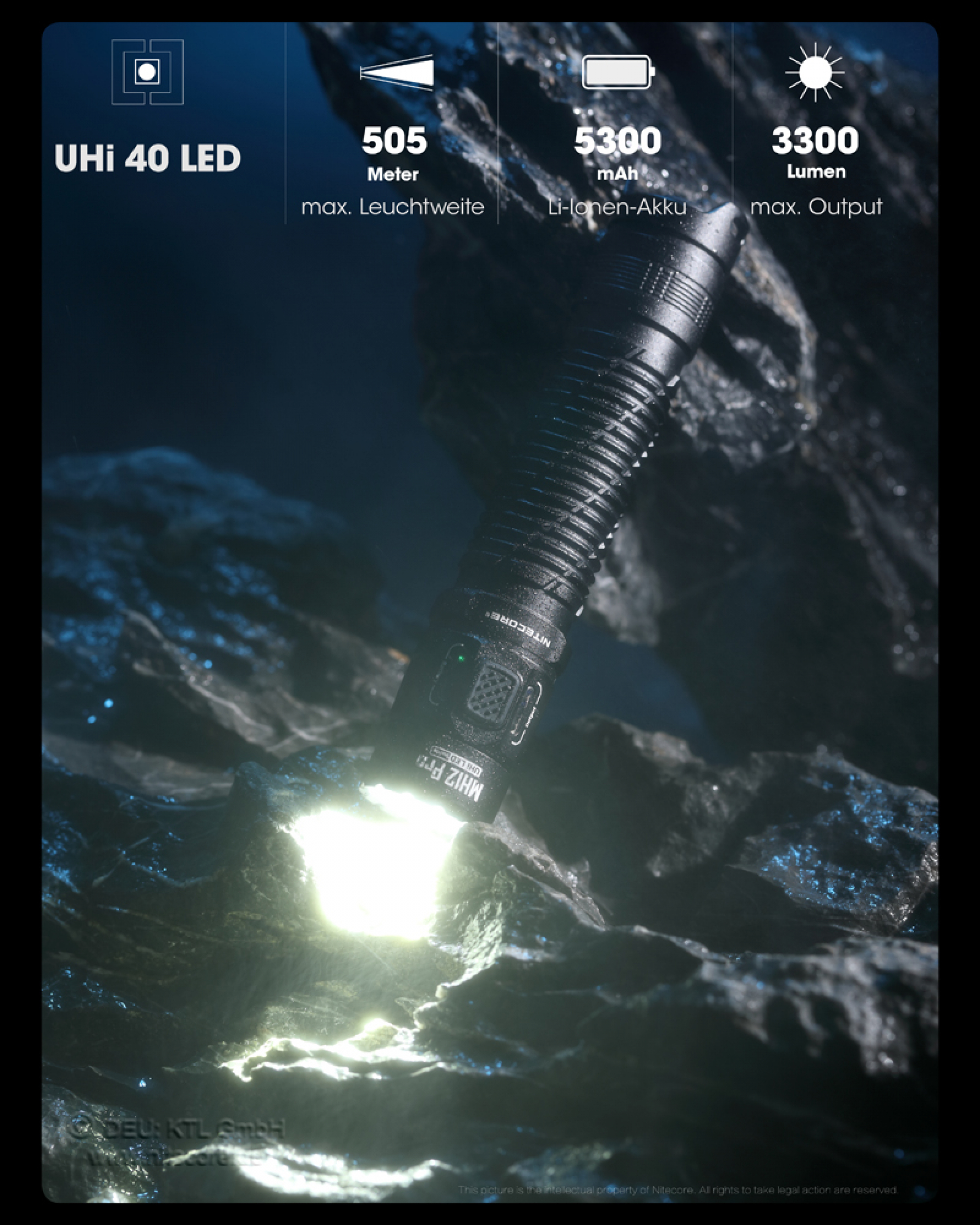 Nitecore Taschenlampe MH12 Pro - 3300 Lumen, UHi 40 LED
