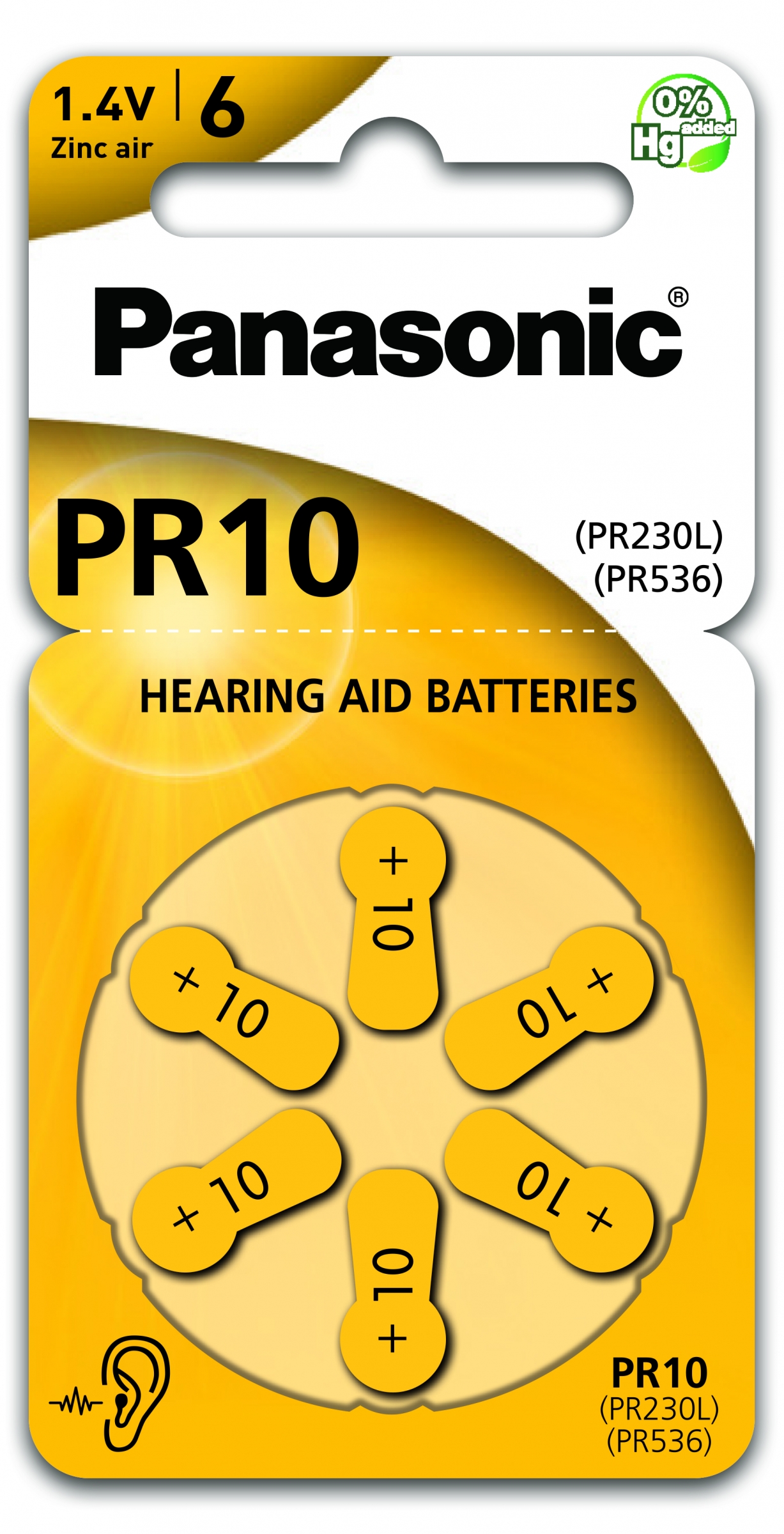 Panasonic Hörgerätebatterie Zincair PR10 - 6er Blister