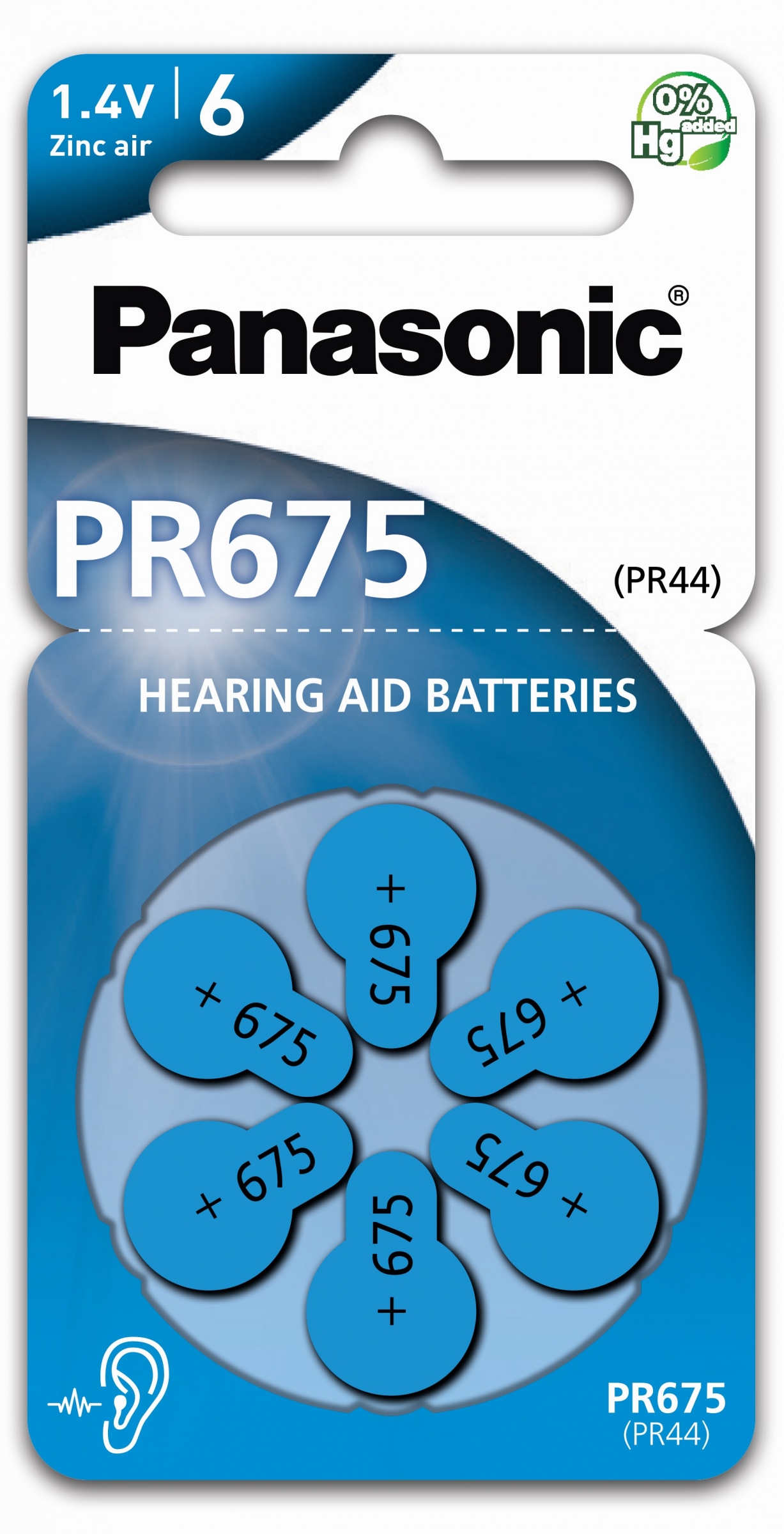 Panasonic Hörgerätebatterie Zincair PR675 - 6er Blister