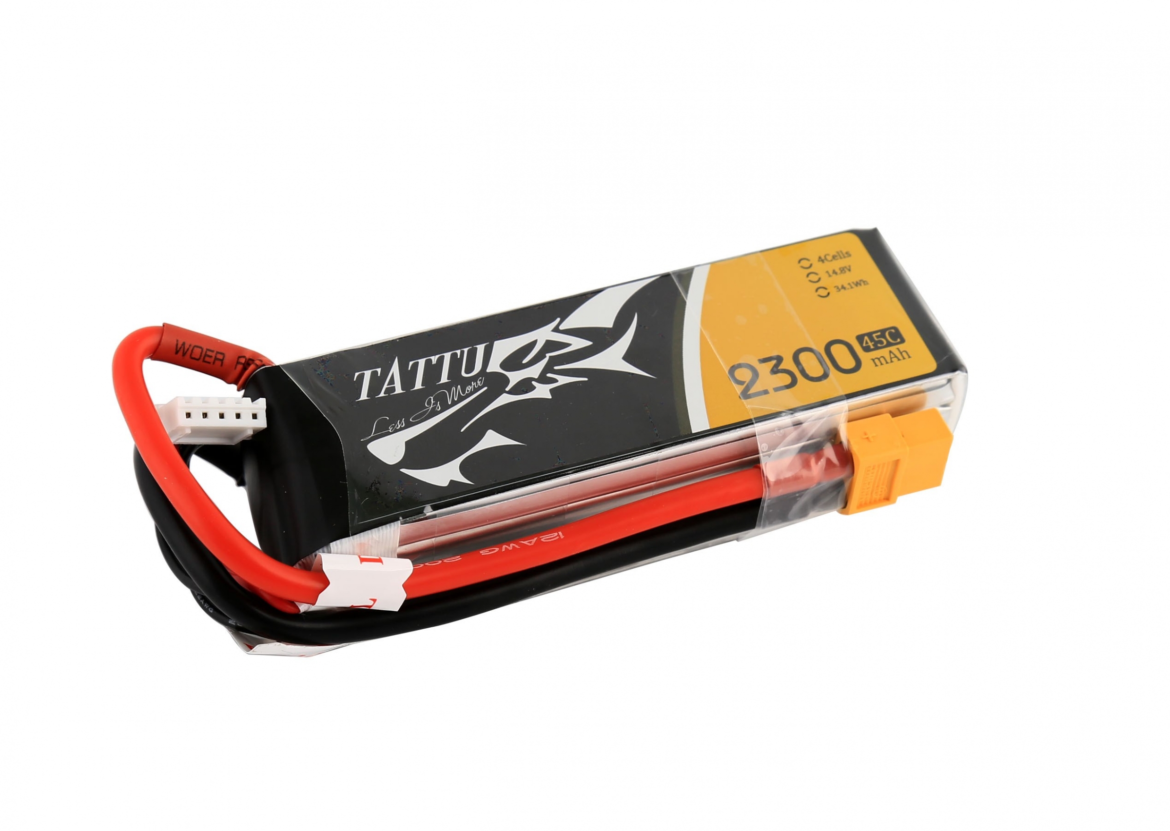 TATTU 2300mAh 14.8V 45C 4S1P Lipo battery pack with XT60 Plug