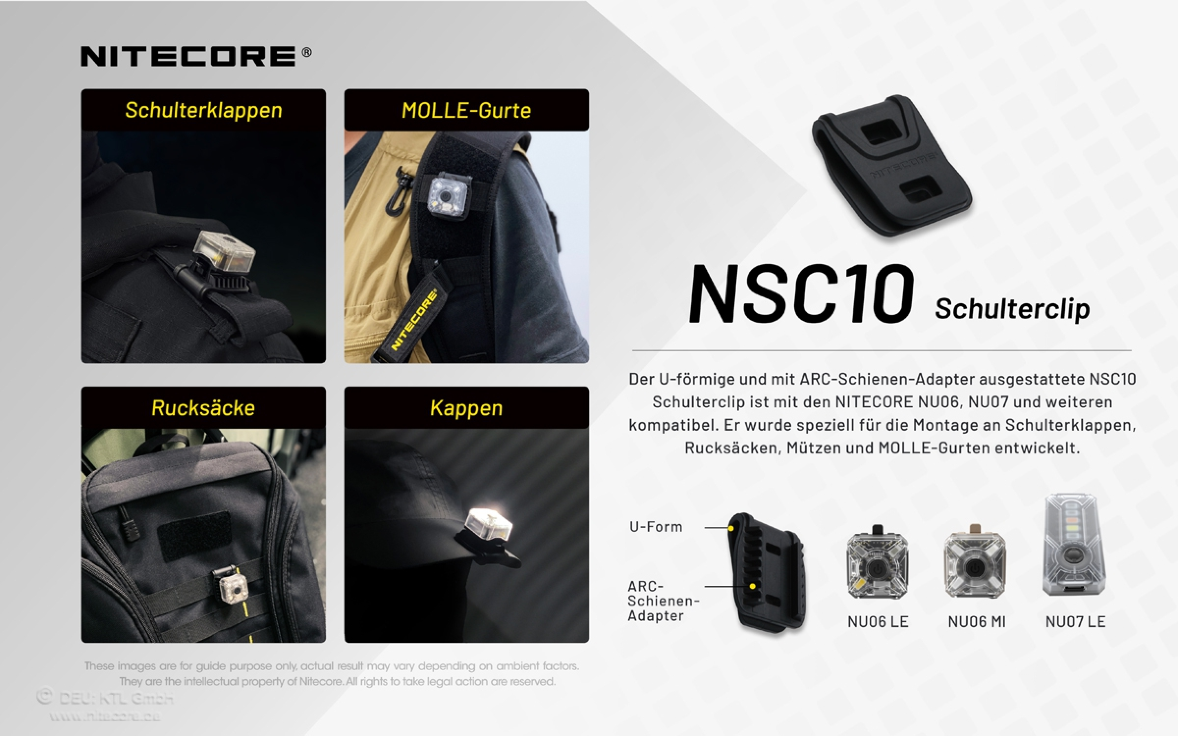 Nitecore NSC10 - Schulterclip für NU05, NU06